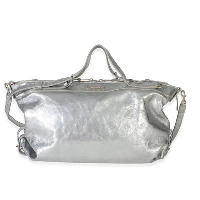 Saint Laurent Silver Metallic Crinkled Calfskin Medium ID Shoulder Bag Handbag fv