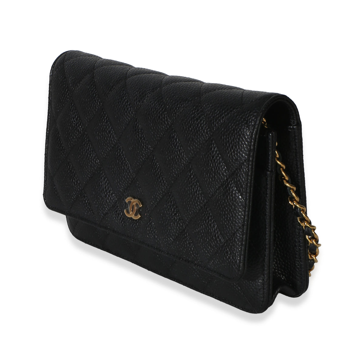 Chanel Black Quilted Caviar Classic Wallet On Chain Handbag 2