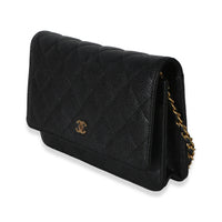 Chanel Black Quilted Caviar Classic Wallet On Chain Handbag 2