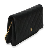 Chanel Black Quilted Caviar Classic Wallet On Chain Handbag 3