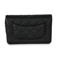 Chanel Black Quilted Caviar Classic Wallet On Chain Handbag 4