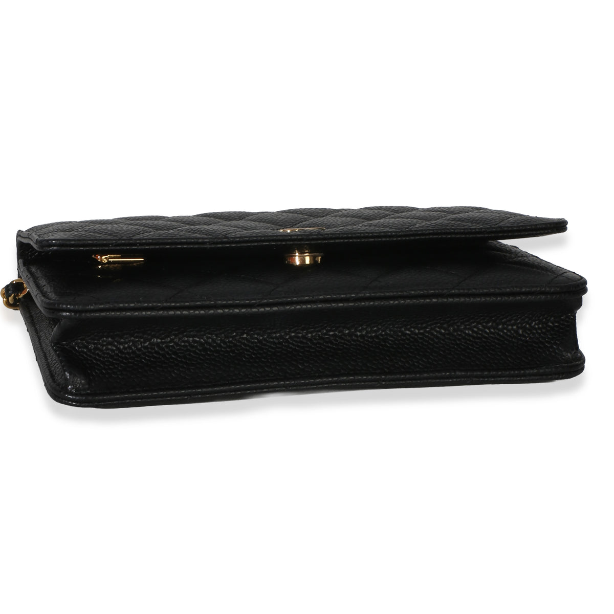 Chanel Black Quilted Caviar Classic Wallet On Chain Handbag 5