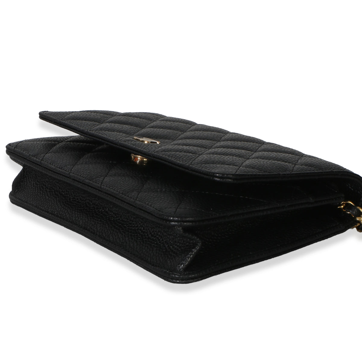 Chanel Black Quilted Caviar Classic Wallet On Chain Handbag 6