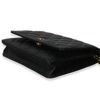 Chanel Black Quilted Caviar Classic Wallet On Chain Handbag 6