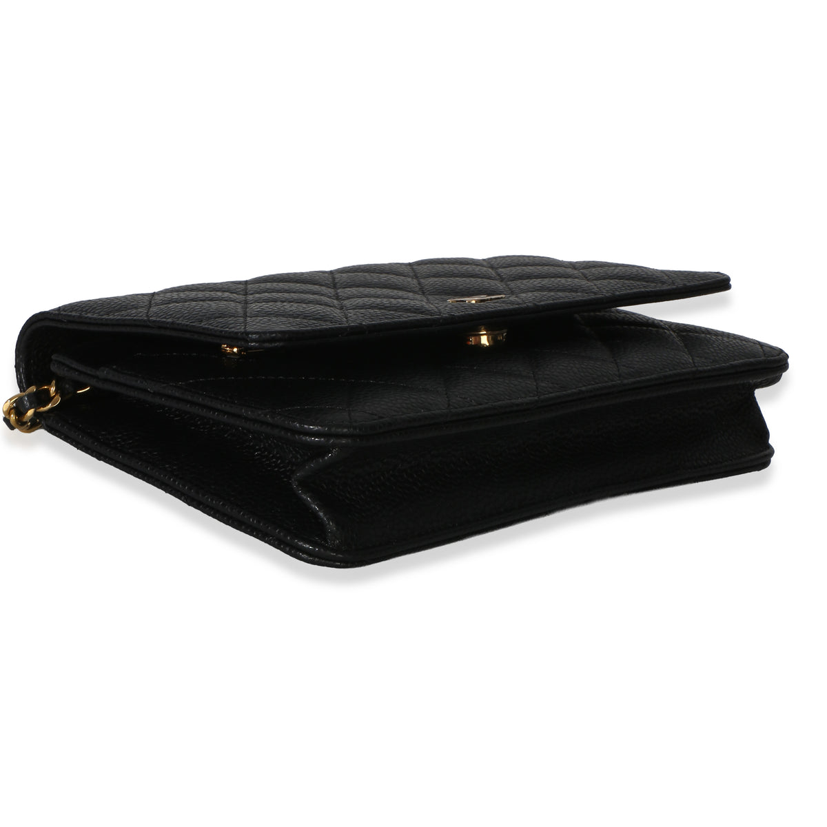 Chanel Black Quilted Caviar Classic Wallet On Chain Handbag 7