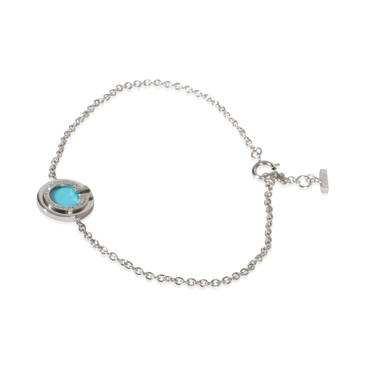 Tiffany & Co. White Gold Turquoise and Diamond Tiffany T Circle Bracelet 2