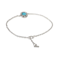 Tiffany & Co. White Gold Turquoise and Diamond Tiffany T Circle Bracelet 6