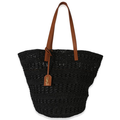 Saint Laurent Black Raffia Medium Panier Tote Handbag id