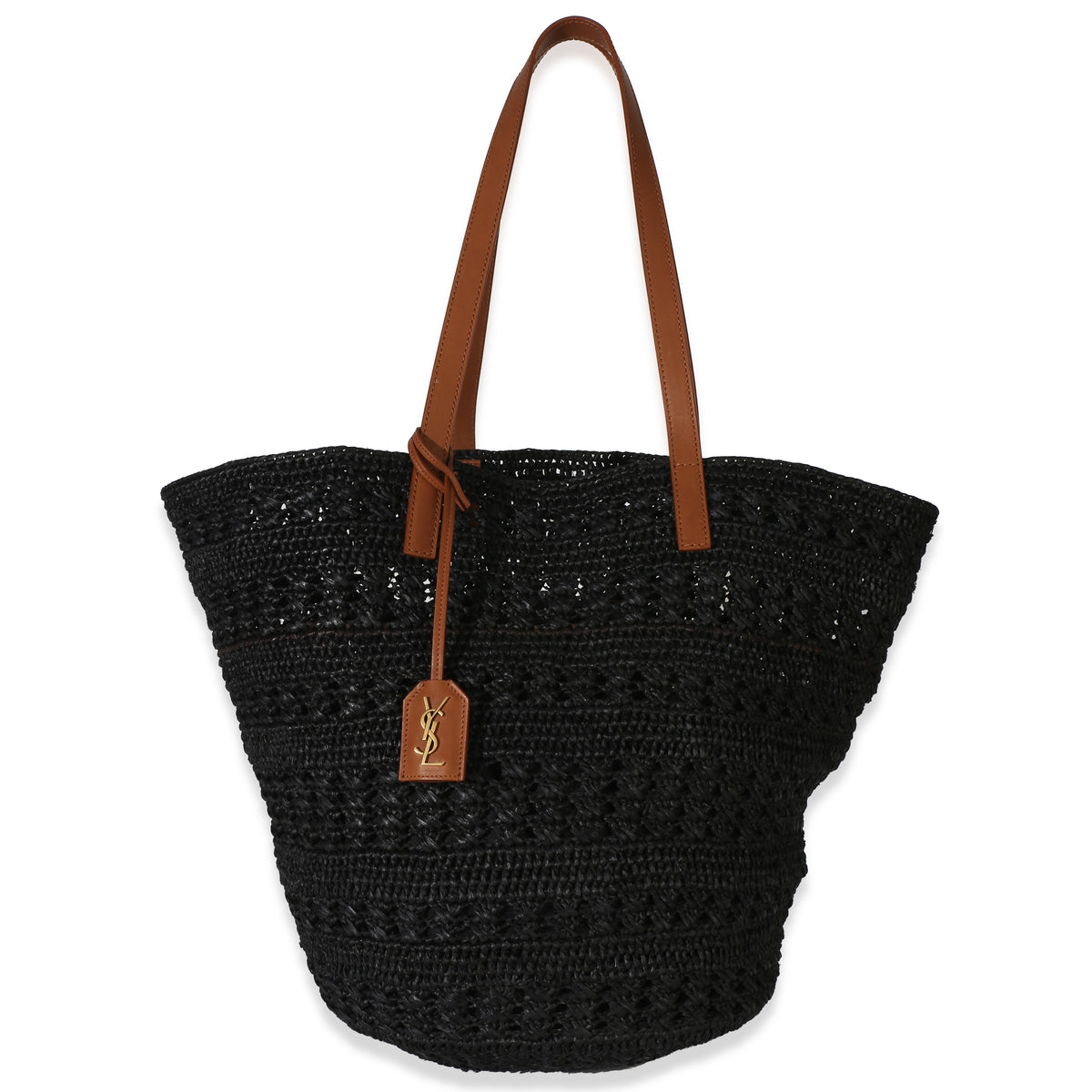 Saint Laurent Black Raffia Medium Panier Tote Handbag id