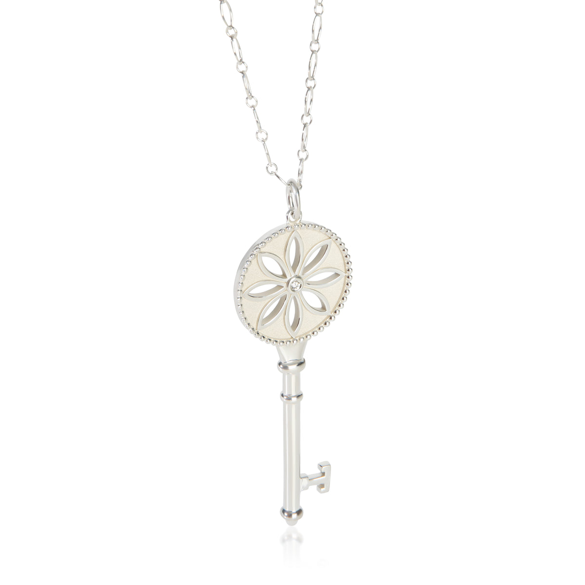 Tiffany & Co. Sterling Silver Diamond Daisy Key Pendant fv