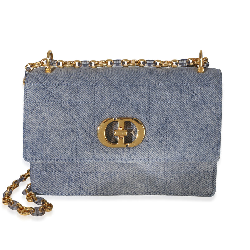 Christian Dior Blue Denim Lambskin Macrocannage Miss Caro Mini Bag Handbag id