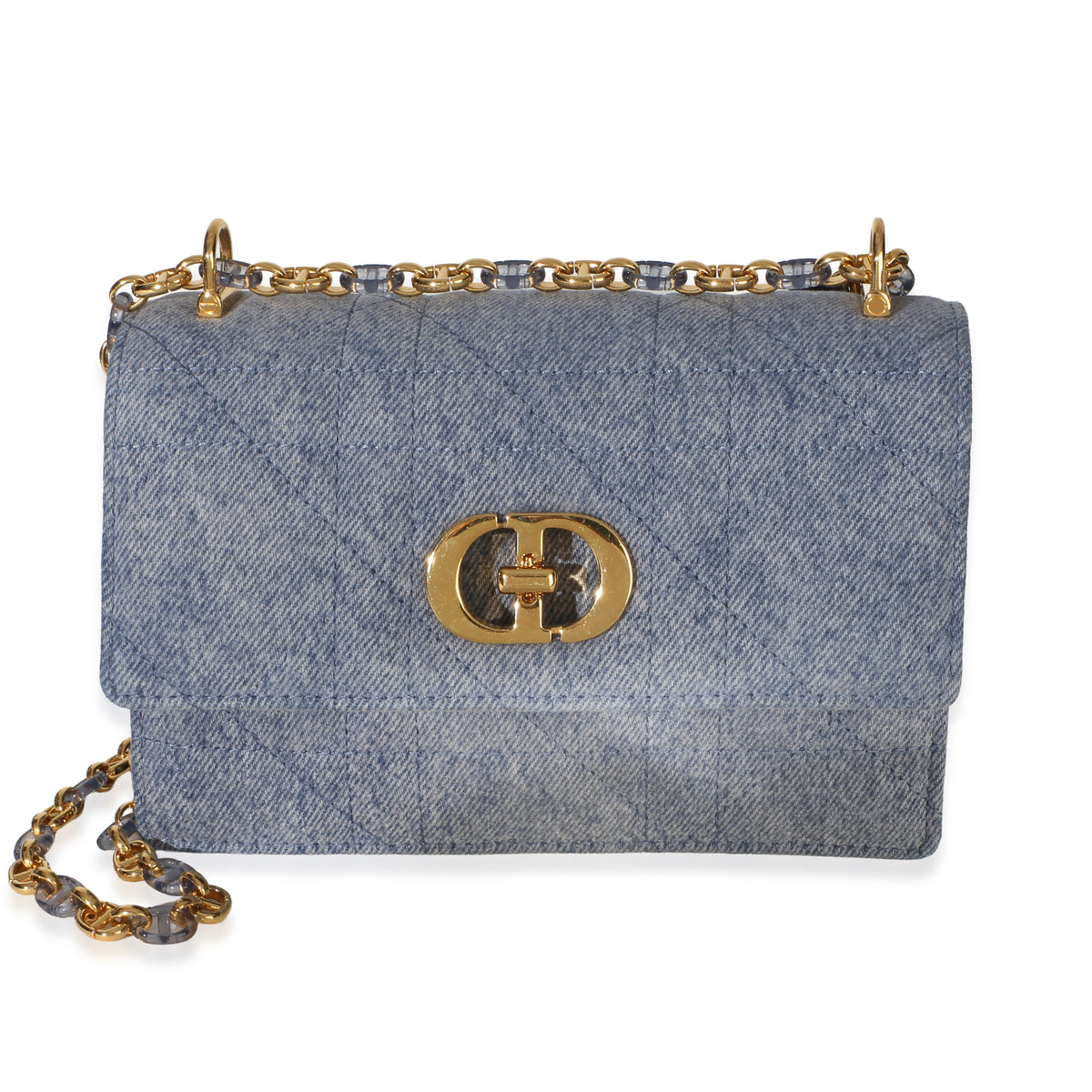 Christian Dior Blue Denim Lambskin Macrocannage Miss Caro Mini Bag Handbag id