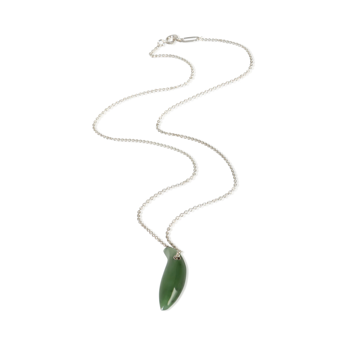 Tiffany & Co. Sterling Silver Jade Frank Gehry Fish Pendant 3