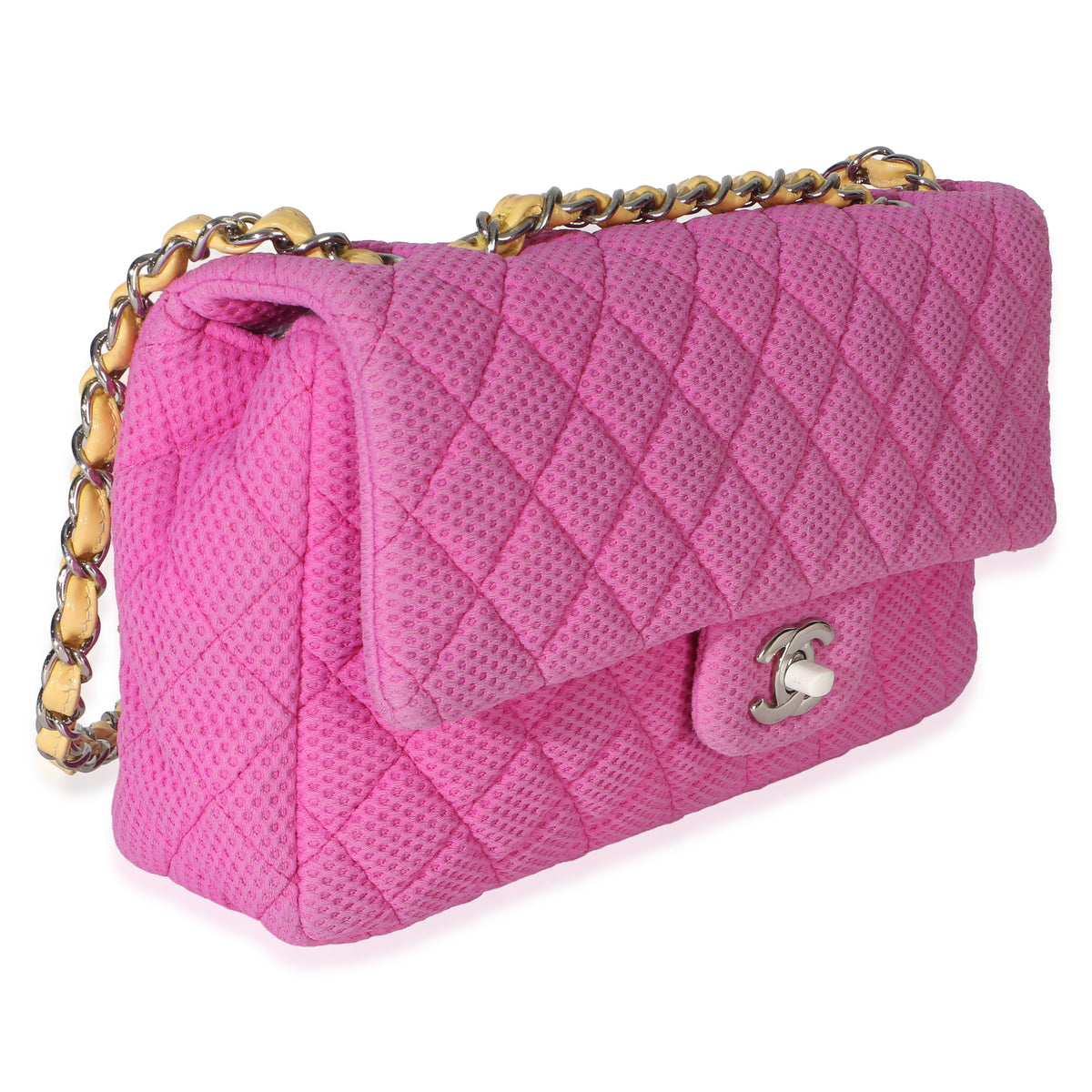 Chanel Pink Quilted Perforated Jersey Medium Flap Bag Handbag 2