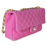 Chanel Pink Quilted Perforated Jersey Medium Flap Bag Handbag 2
