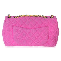 Chanel Pink Quilted Perforated Jersey Medium Flap Bag Handbag 3