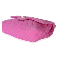 Chanel Pink Quilted Perforated Jersey Medium Flap Bag Handbag 5