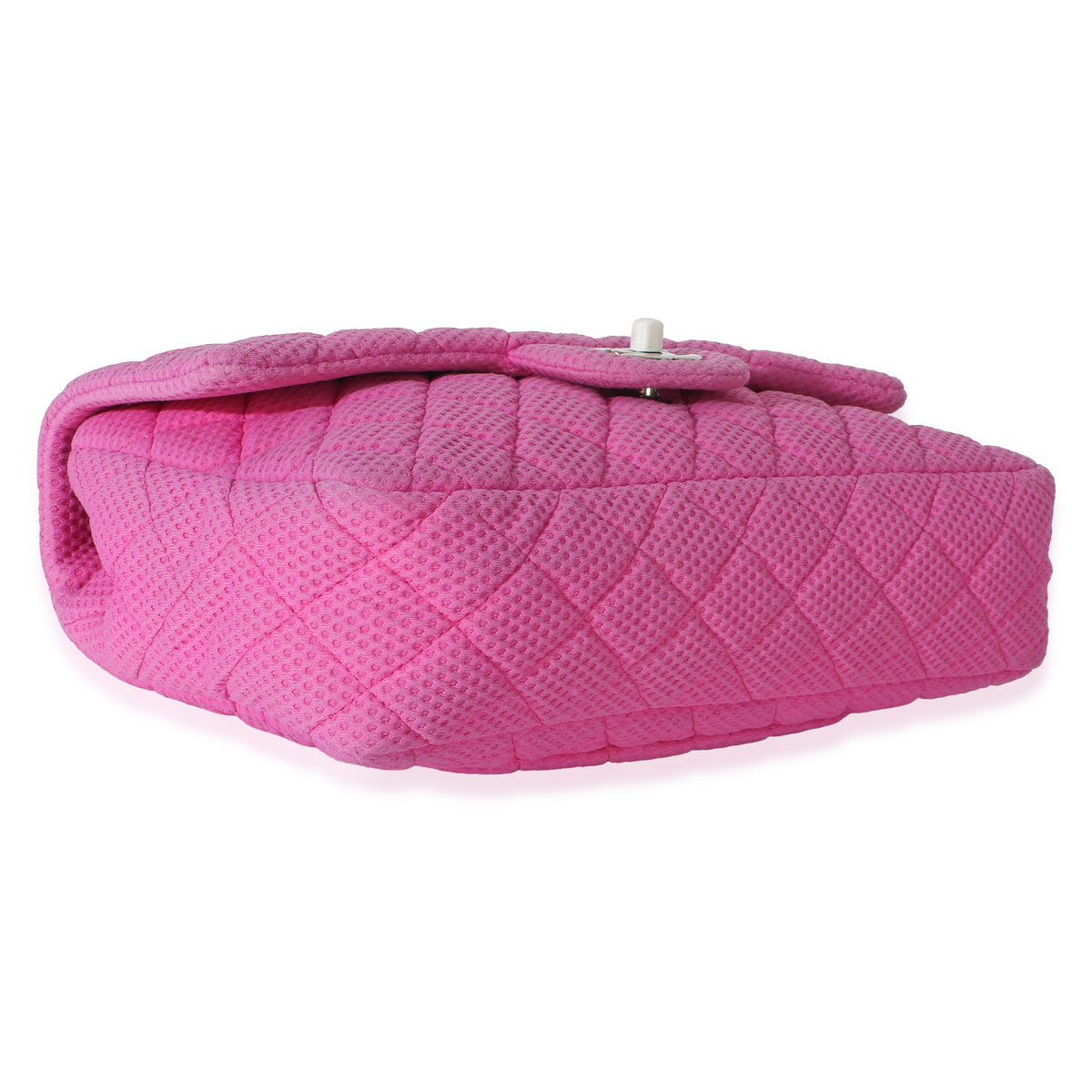 Chanel Pink Quilted Perforated Jersey Medium Flap Bag Handbag 6