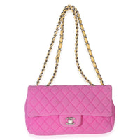 Chanel Pink Quilted Perforated Jersey Medium Flap Bag Handbag 7