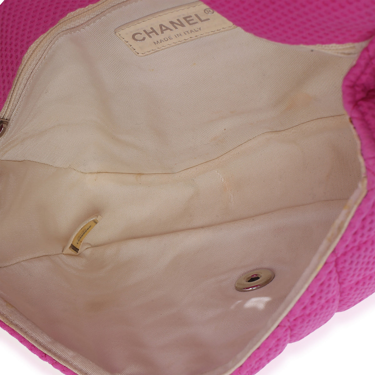 Chanel Pink Quilted Perforated Jersey Medium Flap Bag Handbag 8
