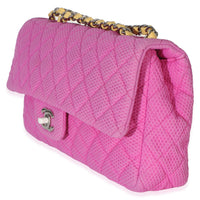 Chanel Pink Quilted Perforated Jersey Medium Flap Bag Handbag 9
