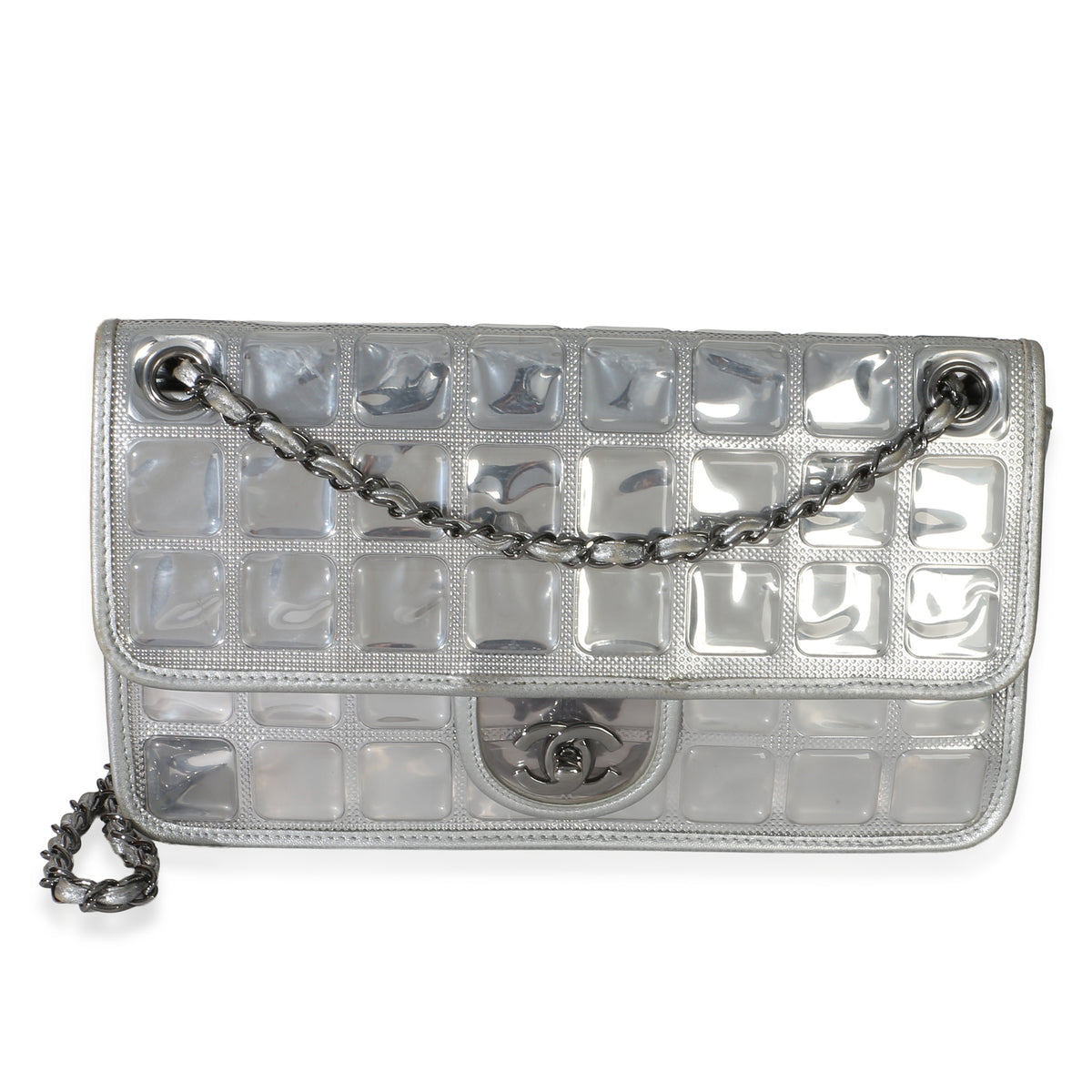 Chanel Silver PVC Calfskin Ice Cube Flap Bag Handbag id