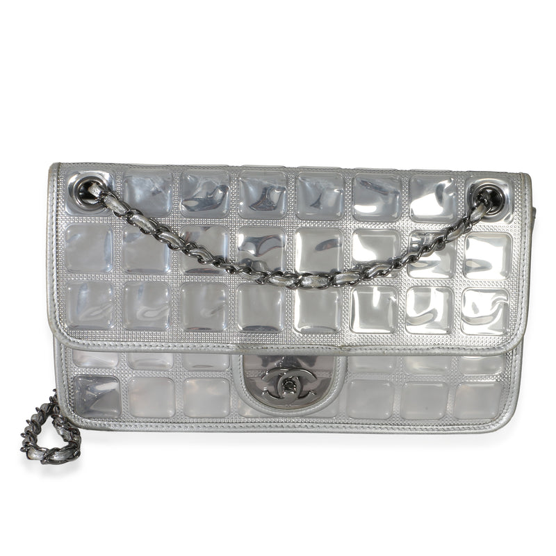 Chanel Silver PVC Calfskin Ice Cube Flap Bag Handbag id