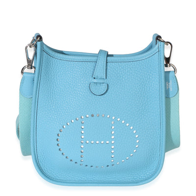 Hermès Bleu Du Nord Clemence Mini Evelyne 16 TPM PHW Handbag id
