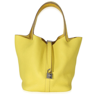 Hermès Lime Mimosa Clemence Niloticus Crocodile Touch Picotin Lock 22 PHW Handbag id