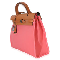 Hermès Rose Azalee Natural Vache Hunter Toile Herbag Zip 31 PM PHW Handbag 2