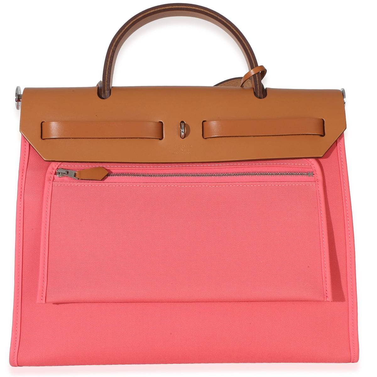 Hermès Rose Azalee Natural Vache Hunter Toile Herbag Zip 31 PM PHW Handbag 4