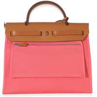 Hermès Rose Azalee Natural Vache Hunter Toile Herbag Zip 31 PM PHW Handbag 4