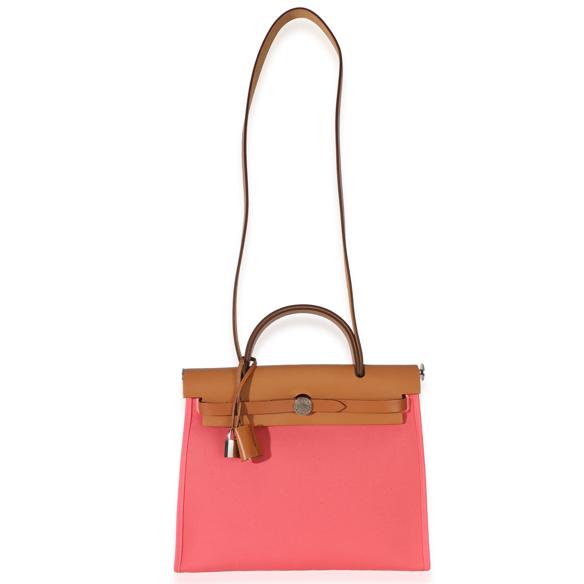 Hermès Rose Azalee Natural Vache Hunter Toile Herbag Zip 31 PM PHW Handbag 9
