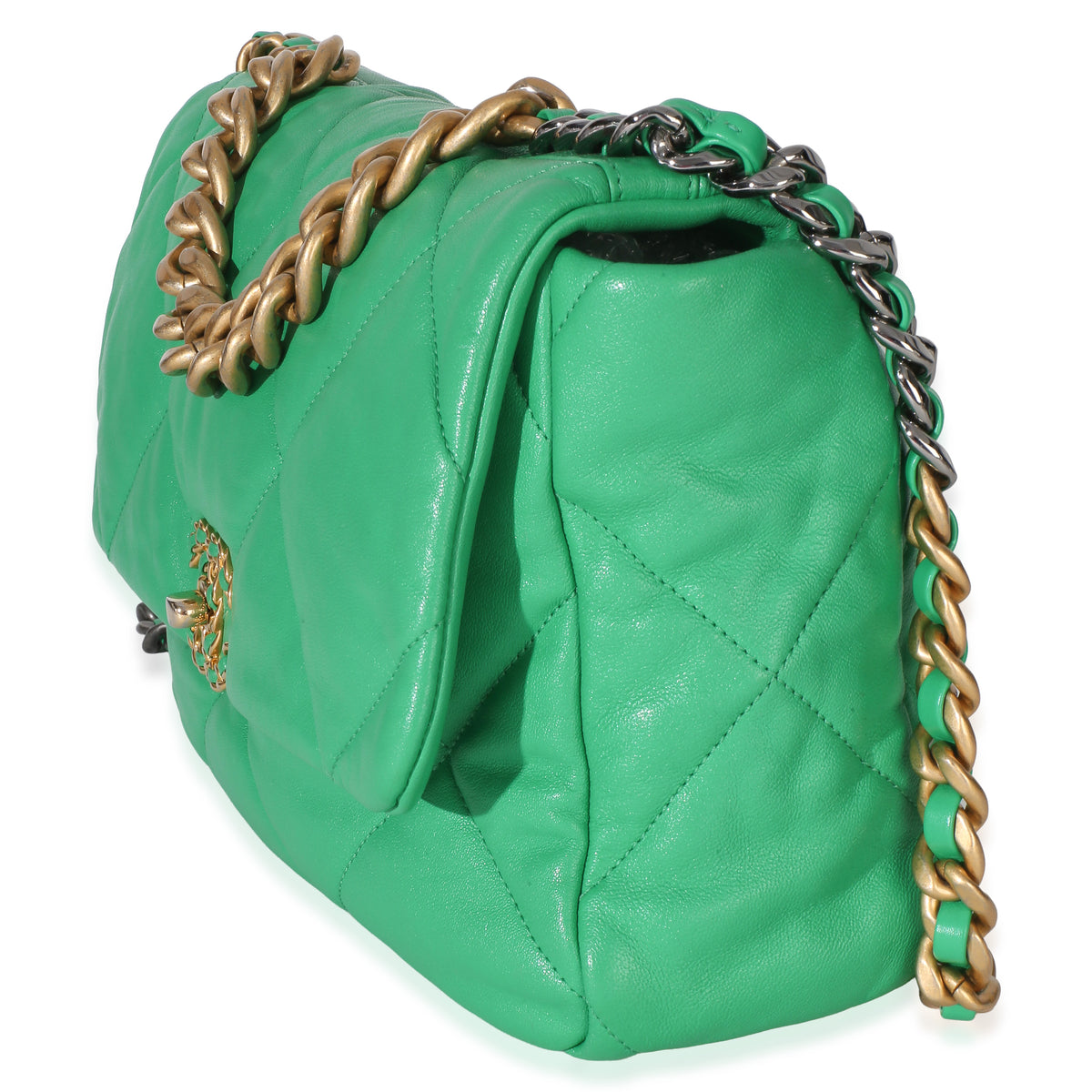 Chanel Green Quilted Lambskin Large  19 Flap Bag Handbag 2