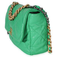 Chanel Green Quilted Lambskin Large  19 Flap Bag Handbag 2