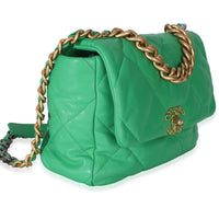 Chanel Green Quilted Lambskin Large  19 Flap Bag Handbag 3