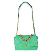 Chanel Green Quilted Lambskin Large  19 Flap Bag Handbag 8