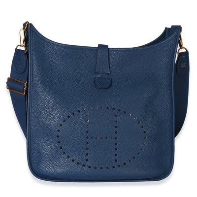 Hermès Blue Agate Clemence Evelyne 33 GM GHW Handbag id