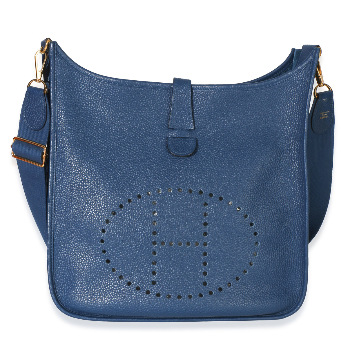 Hermès Blue Agate Clemence Evelyne 33 GM GHW Handbag fv