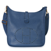 Hermès Blue Agate Clemence Evelyne 33 GM GHW Handbag fv