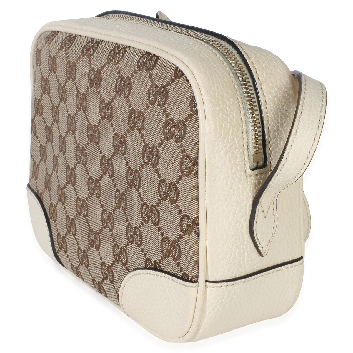 Gucci Cream Dollar Calfskin Beige GG Canvas Bree Mini Messenger Bag Handbag 2