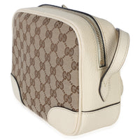 Gucci Cream Dollar Calfskin Beige GG Canvas Bree Mini Messenger Bag Handbag 2