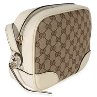 Gucci Cream Dollar Calfskin Beige GG Canvas Bree Mini Messenger Bag Handbag 3
