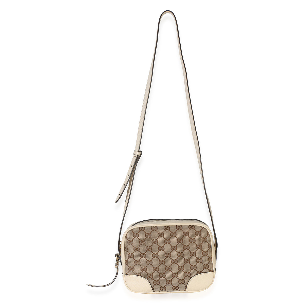 Gucci Cream Dollar Calfskin Beige GG Canvas Bree Mini Messenger Bag Handbag 8