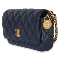 Chanel Navy Quilted Caviar Twist Your Buttons Phone Holder With Chain Handbag 2