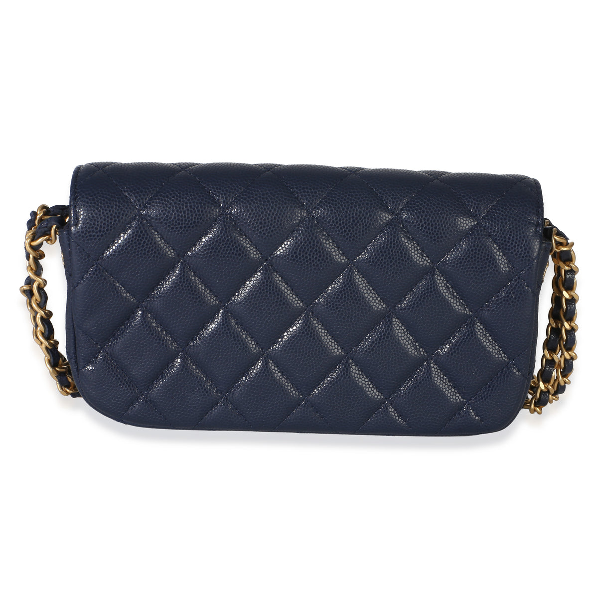 Chanel Navy Quilted Caviar Twist Your Buttons Phone Holder With Chain Handbag 4