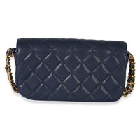 Chanel Navy Quilted Caviar Twist Your Buttons Phone Holder With Chain Handbag 4