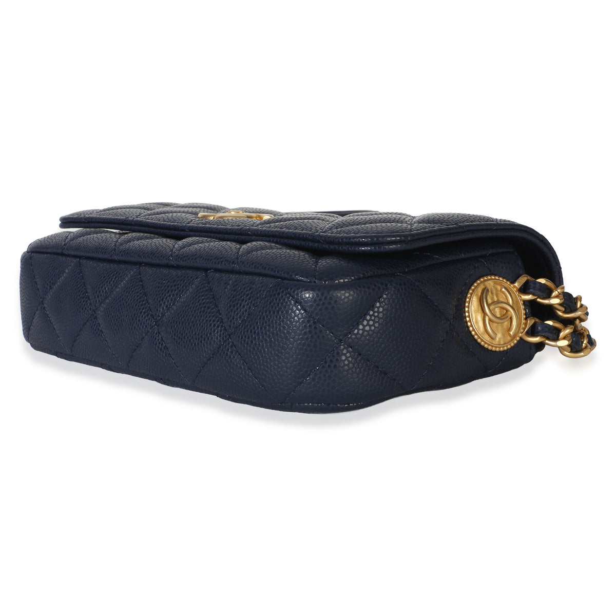 Chanel Navy Quilted Caviar Twist Your Buttons Phone Holder With Chain Handbag 6