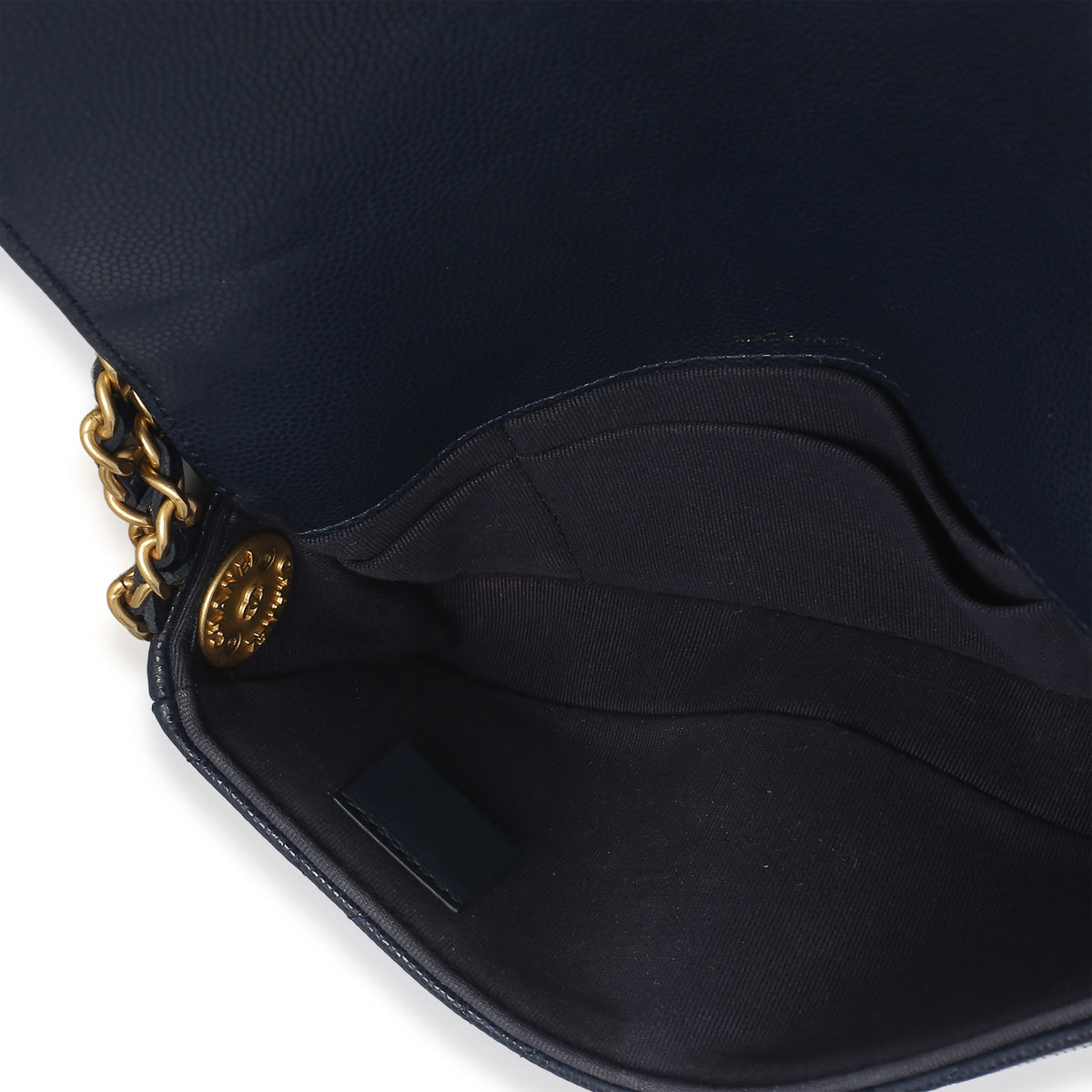 Chanel Navy Quilted Caviar Twist Your Buttons Phone Holder With Chain Handbag 9