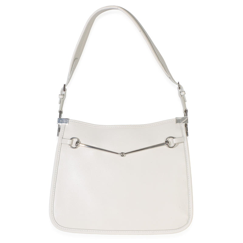 Gucci White Calfskin Horsebit Slim Shoulder Bag Handbag id